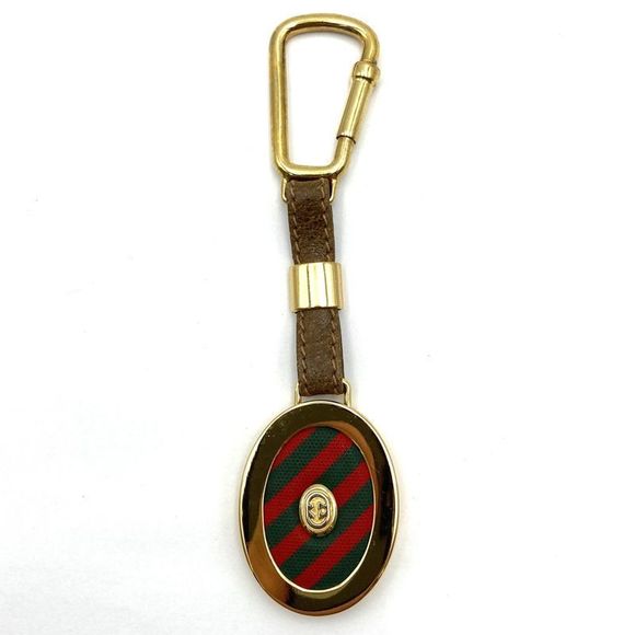 Gucci Key Holder Gold Hardware Retro Sherry Line Leather Brown Ladies Men